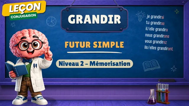 Conjugaison — Conjugaison | Grandir - Futur | Niveau 2 - Mémorisation | Verbe du 2ème Groupe