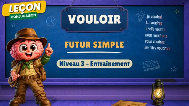 Conjugaison — Conjugaison | Vouloir - Futur | Niveau 3 - Entraînement | Verbe du 3ème Groupe